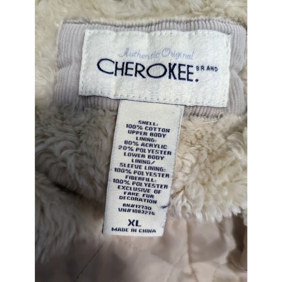 Vintage Y2k Cherokee Tan Corduroy Jacket Sherpa Collar Snap Closures - Picture 3 of 10